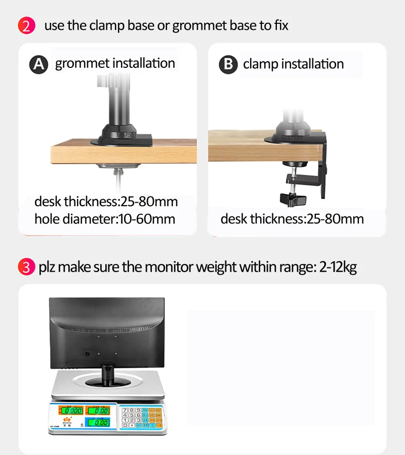 NEW NB H100 Gas Spring 22-35" LCD LED Monitor Holder Arm Full Motion Desktop Monitor TV Mount Bracket Load 2-12 kgs