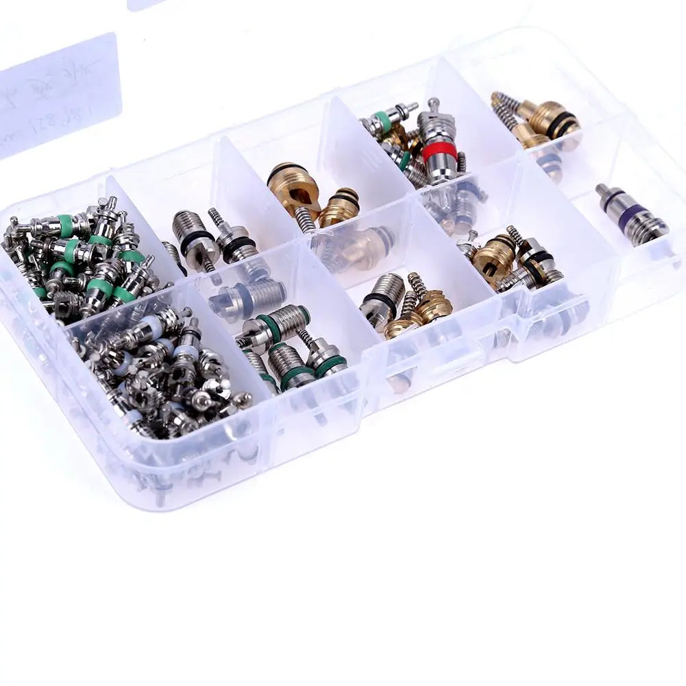 100Pcs/box R134A Car A/C Core Valves Automotive Air Conditioning Assortment Kit
