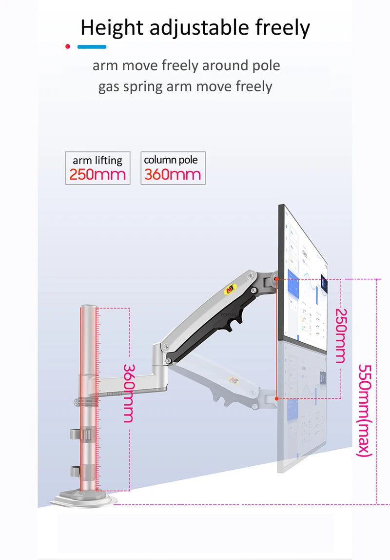 NEW NB H100 Gas Spring 22-35" LCD LED Monitor Holder Arm Full Motion Desktop Monitor TV Mount Bracket Load 2-12 kgs