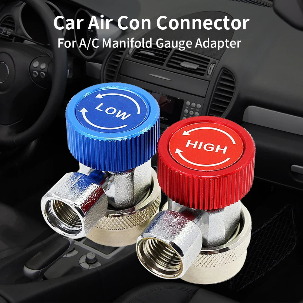 R134A A/C Manifold Gauge Adapter Copper Low/High Coupler Set A/C Adapter Air Conditioner Coolant Air Conditioning Accessories