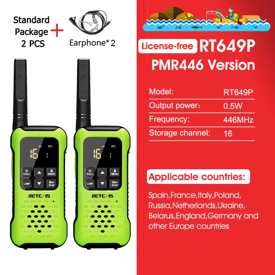 Retevis RT649P Waterproof Walkie Talkies Floating NOAA 1200mAh Rechargeable SOS Flashlight for Emergency Camping Kayaking (2Pcs)