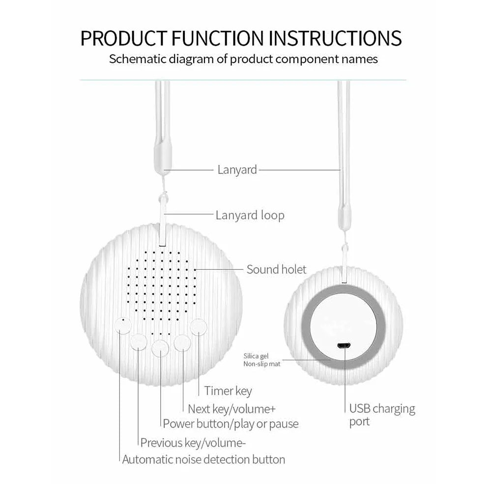 White Noise Sound Machine 10 Soothing Sounds Baby White Noise Machine Rechargeable for Home Travel Sleeping Relaxation