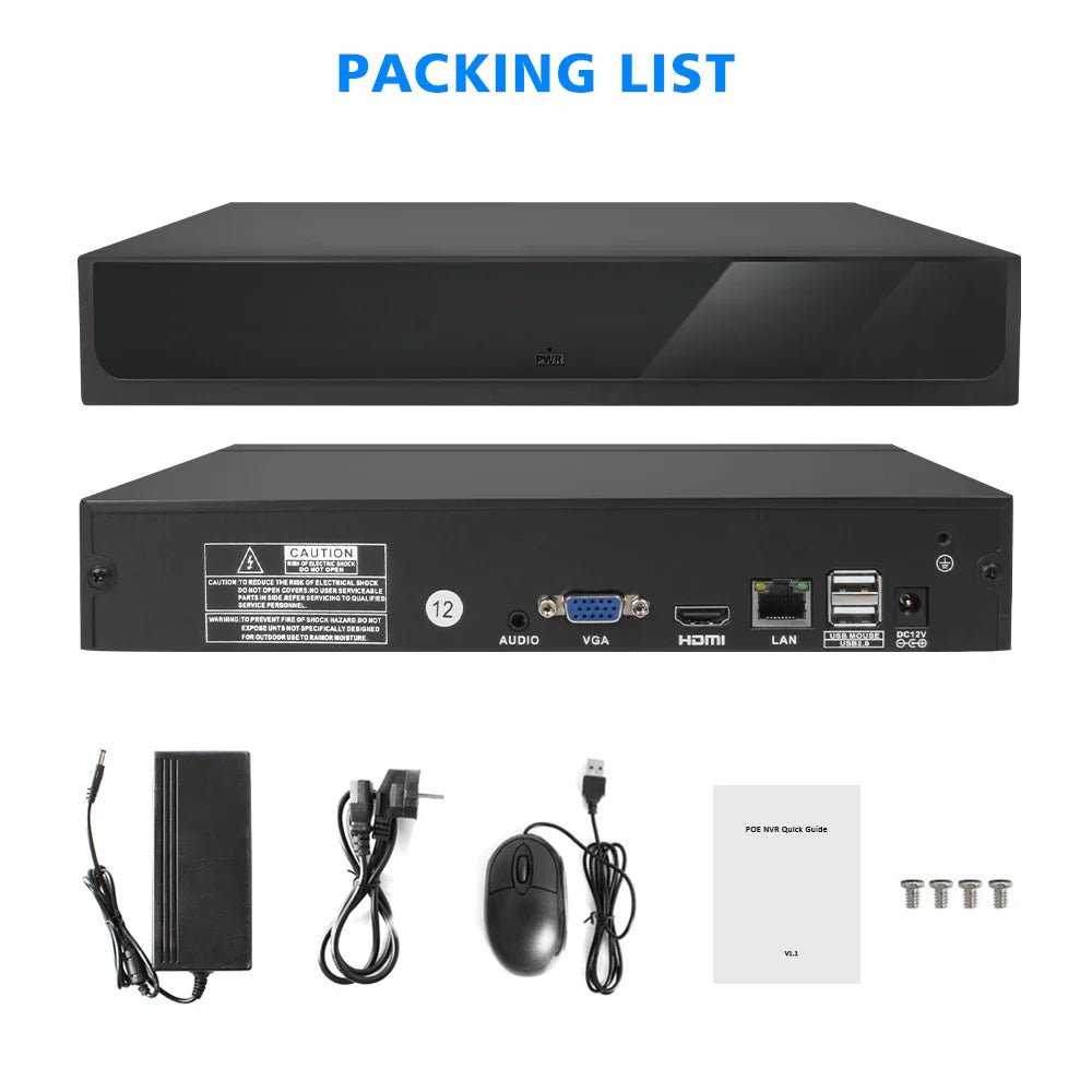 H.265 Max 4K 8MP Output CCTV Mini NVR HD 8CH 8MP /16CH 5MP /20CH 4MP/3MP/1080P/720P Video Recorder For IP Camera Security System