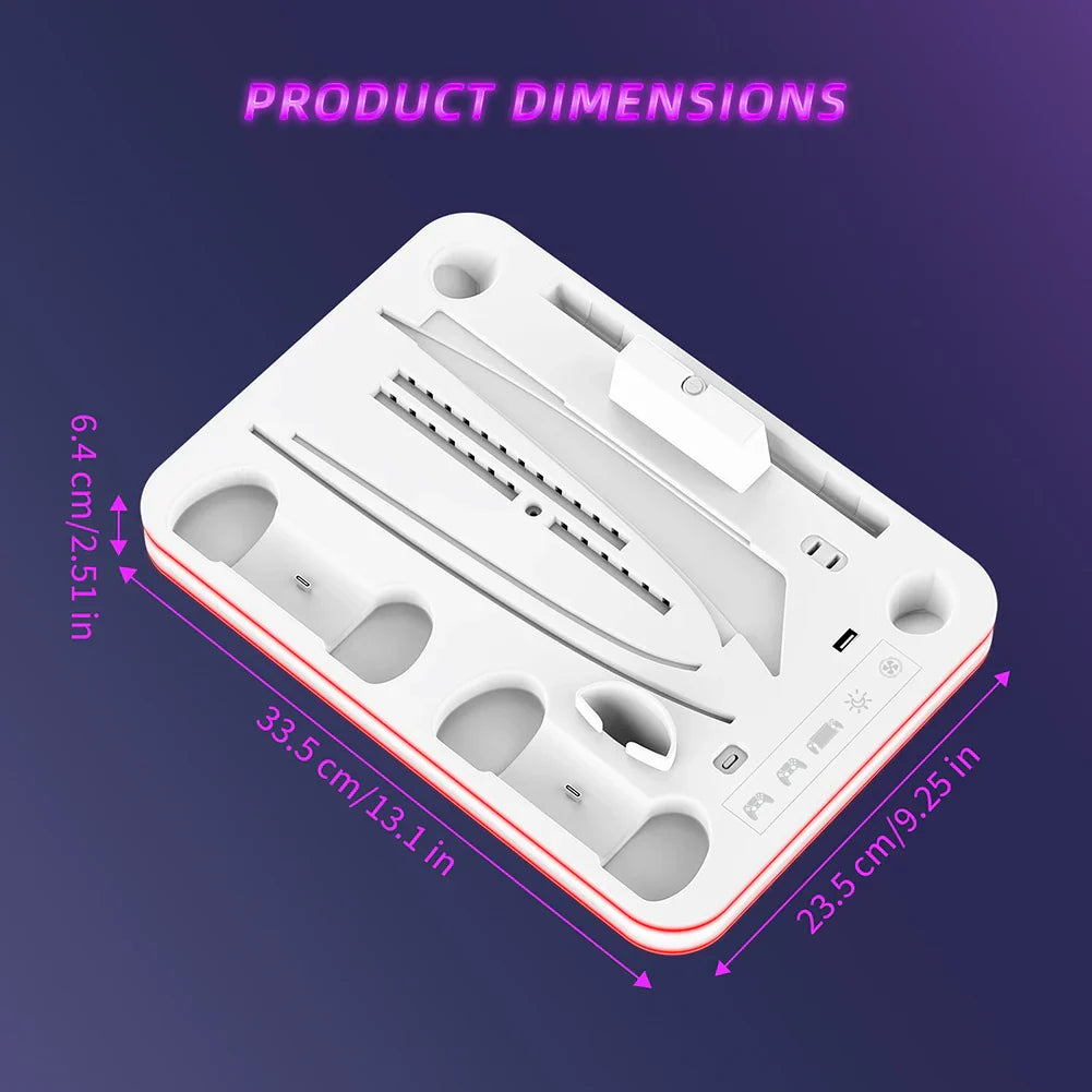 For PS5 Slim Cooling Stand PS5 cooling StationRGB Charging Base Dual Controller Charger Dock Station for PS5/PS5 Slim Accsessory