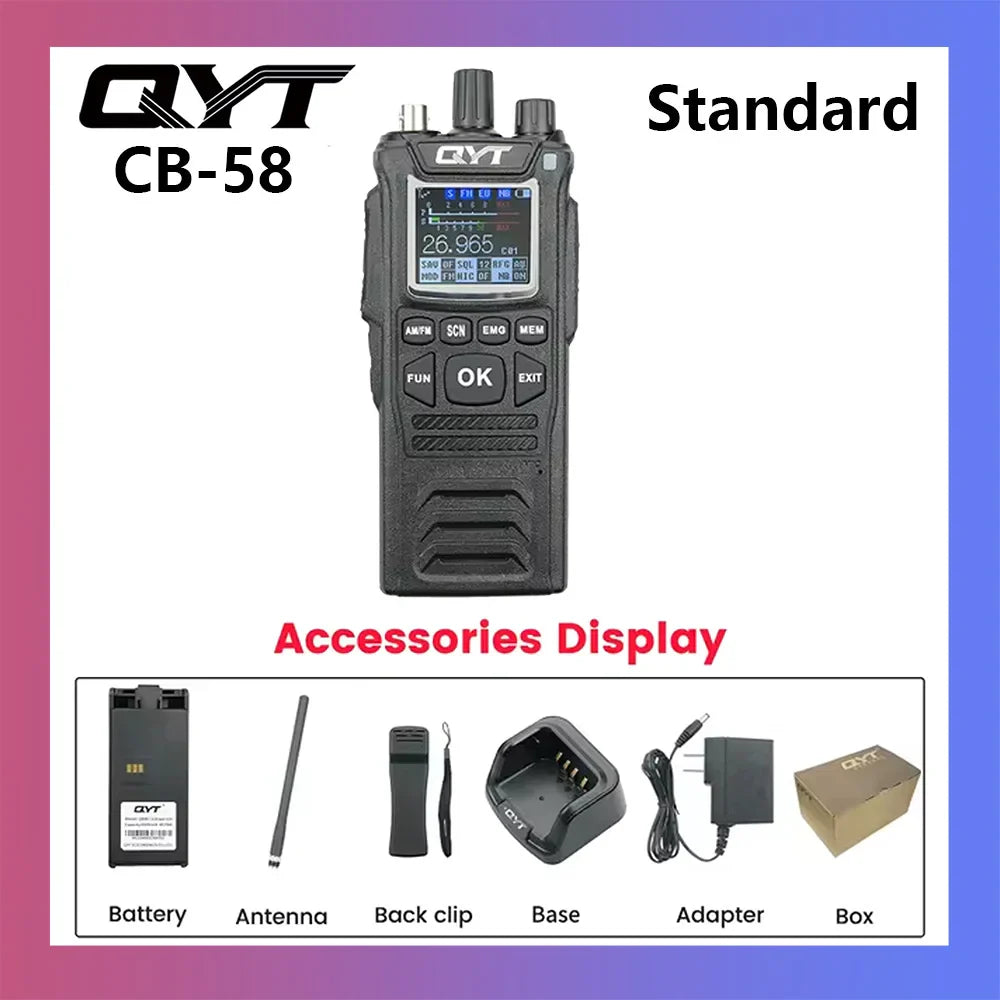 Original CB Radio QYT CB-58 26.965-27.405MHz FM AM Mode Citizen Band Radio 27MHz Handheld Walkie Talkie With 4100mAh CB Radio