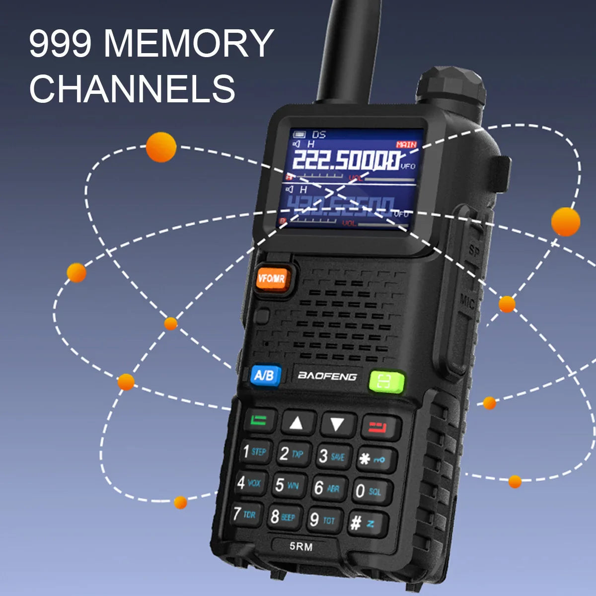 Baofeng 5RM 8W Ham Radio 136-174/220-260/400-520MHz 6-Band Two Way Radio NOAA Weather Receiver One Key Frequency Match UV-5RH