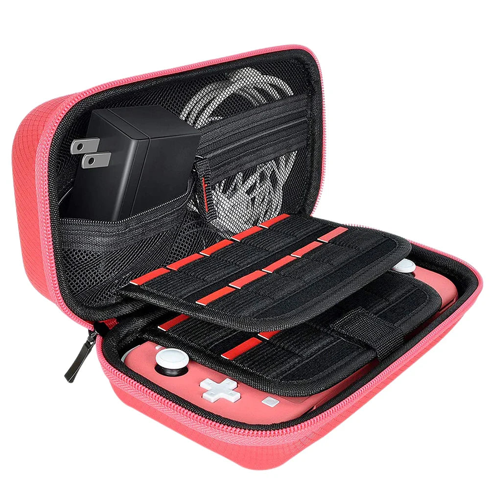 Storage Bag Nylon EVA Hard Game Console Protection Bag Thickened Shock Absorbing Double Compartment Dustproof for Switch Lite
