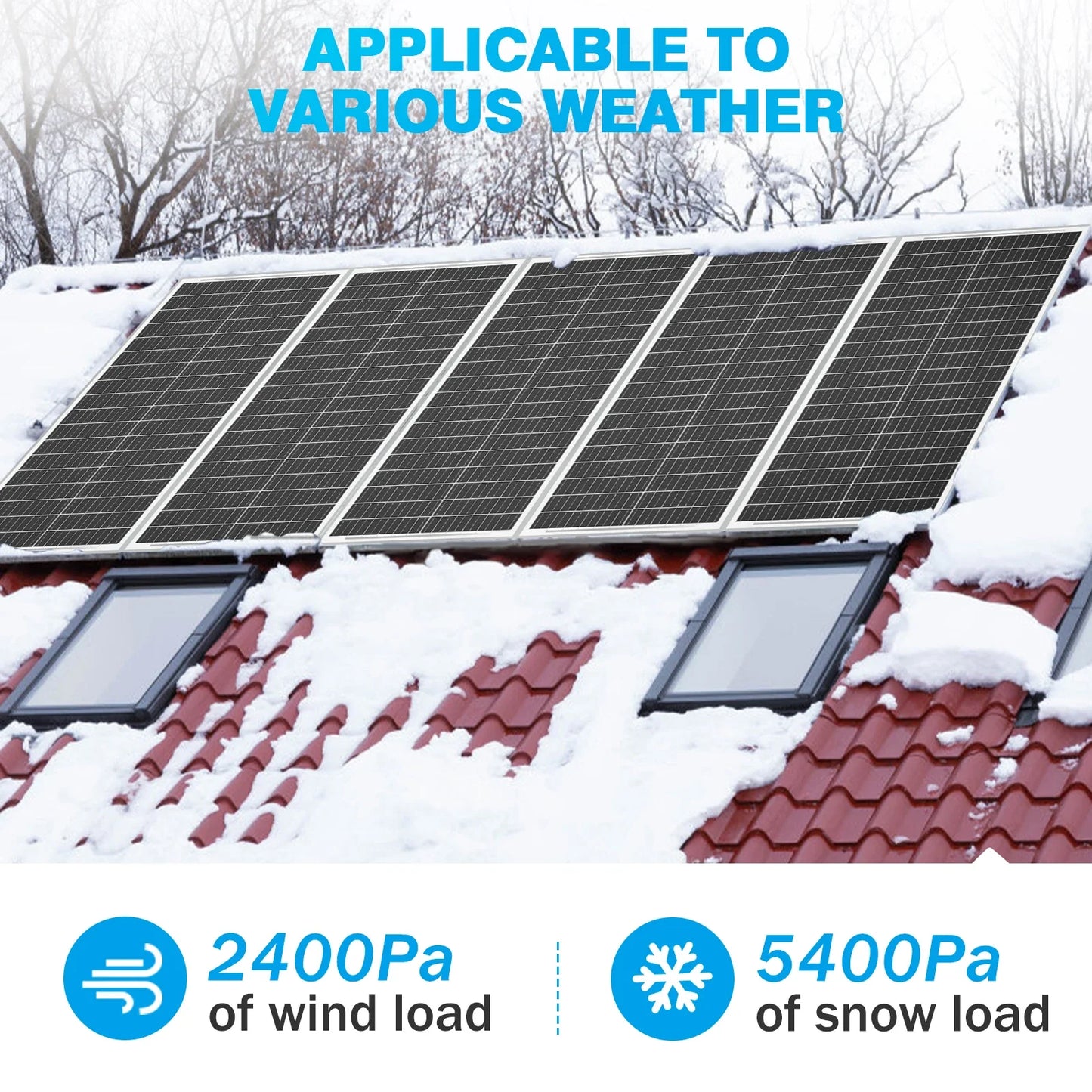 WERCHTAY 100W 12V 12BB Solar Cell Monocrystalline Solar Panel High Efficiency Solar Module Charge Battery for RV Trailer