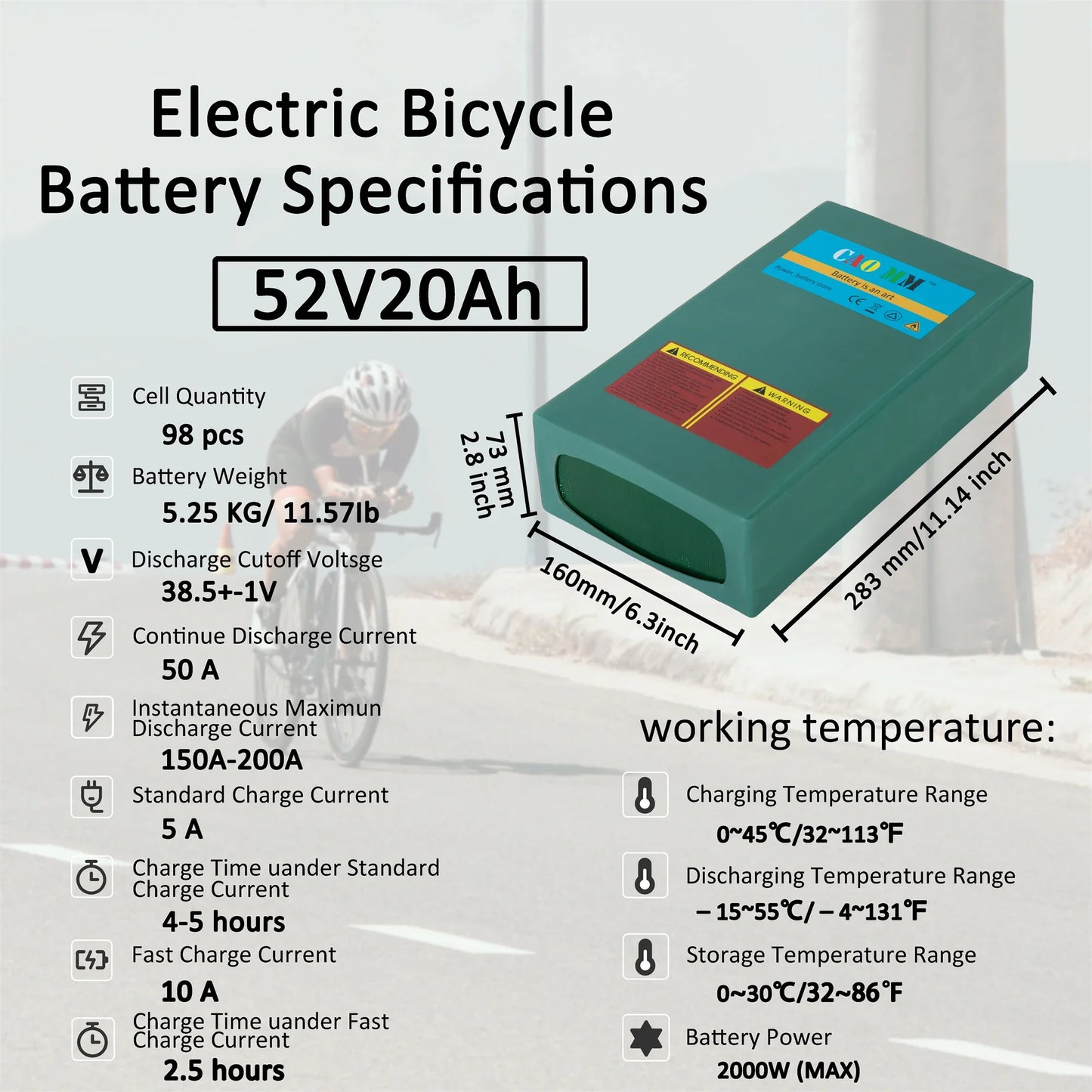 36V48V52VEbike Battery Pack with Charger Lithium Battery 10/20/30AH for Bicycle Scooter Motorcycle
