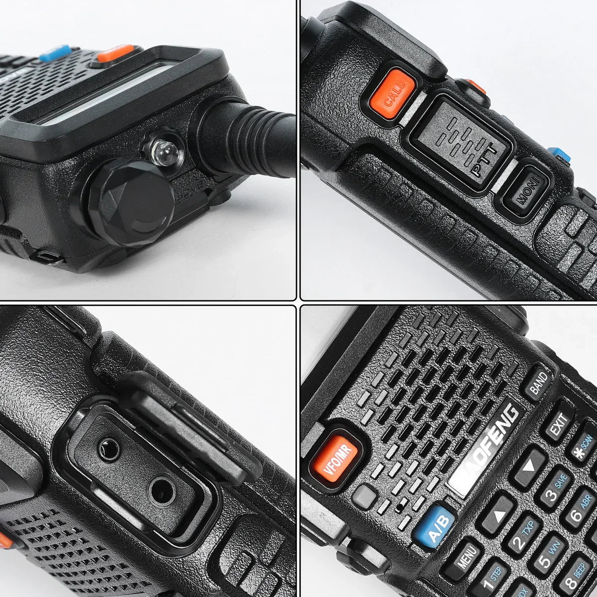 Baofeng 5RX Radio 5W VHF 1.25M UHF Walkie Talkies One Key Frequency Match 128 Channels DTMF Encoder 1800mAh Battery 5RM 5RH Pro