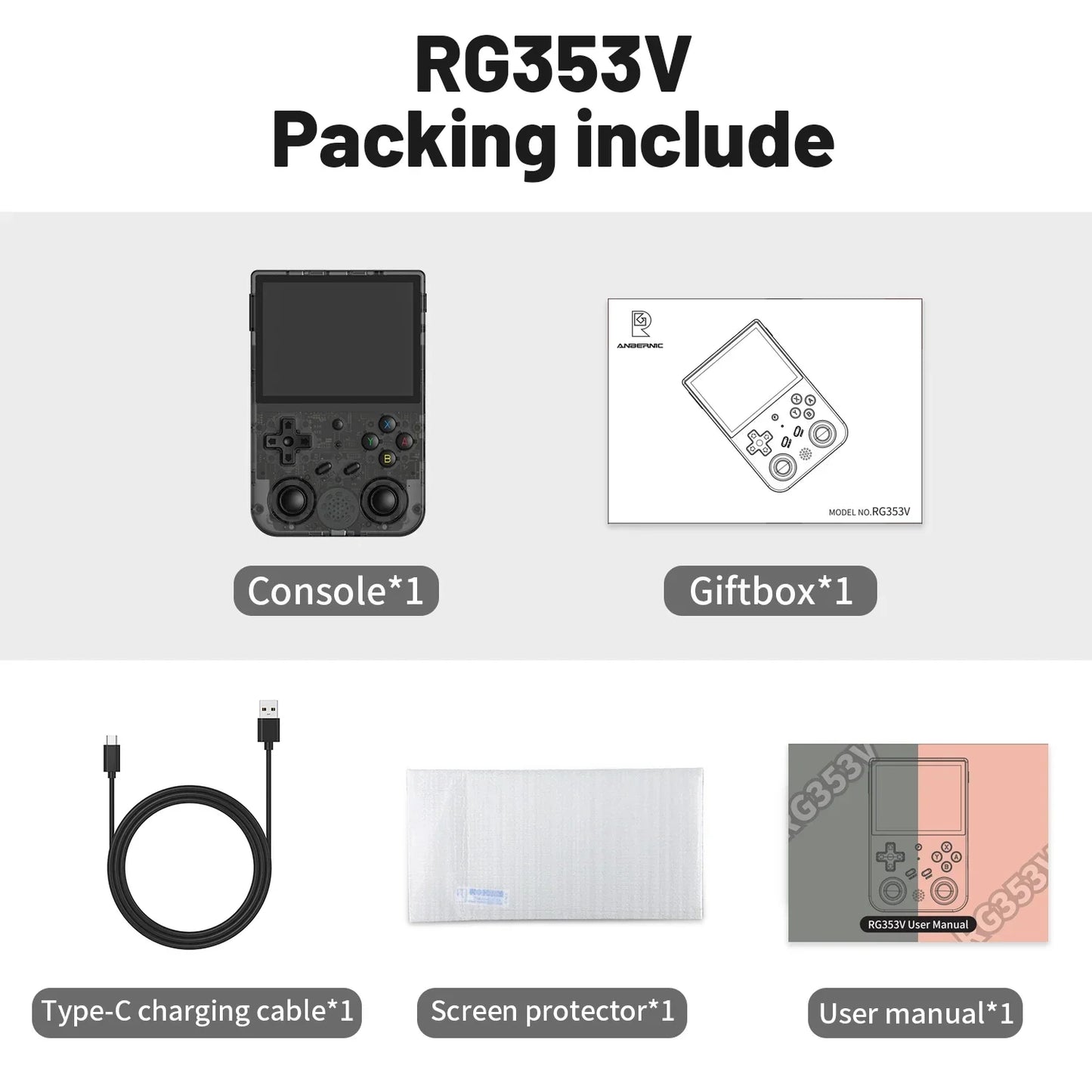 ANBERNIC RG353V RG353VS Handheld Game Console 3.5'' IPS Screen HDMI Output Android Linux OS Supports Wift Built-in 20000 Games