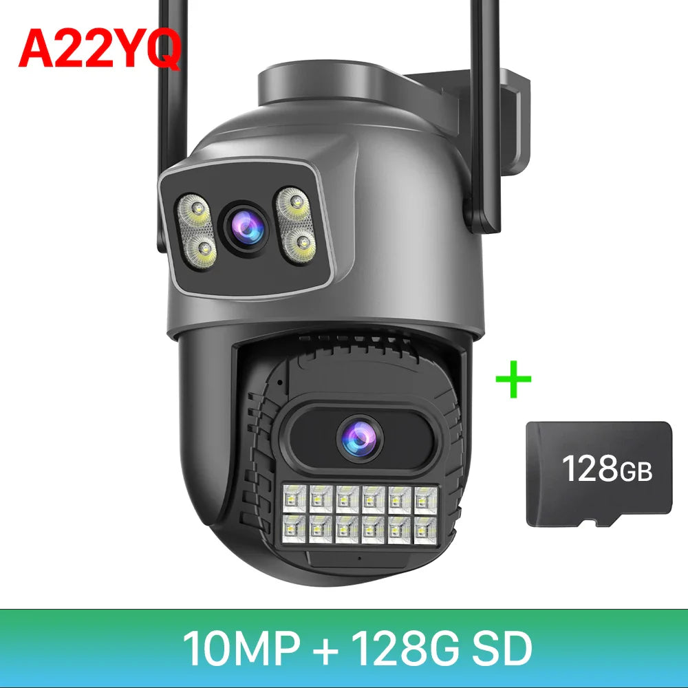 6K 15MP HD IP Camera Outdoor Three-Lens External WiFi Camera 4K 8MP Dual Screen Security PTZ Cam Auto Tracking Surveillance