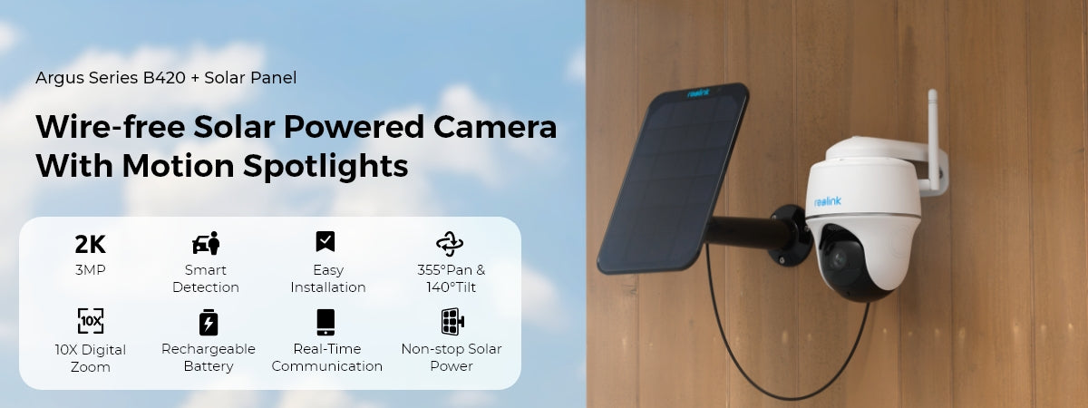 Reolink Argus 3MP PT WiFi Security Camera Outdoor Solar/Battery Powered IP Cam Wireless Pan Tilt Surveillance Cameras