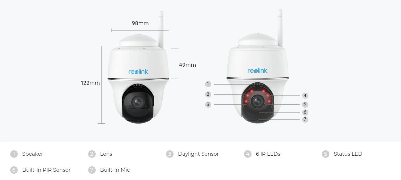 Reolink Argus 3MP PT WiFi Security Camera Outdoor Solar/Battery Powered IP Cam Wireless Pan Tilt Surveillance Cameras