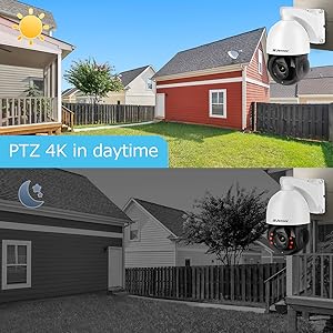 Jennov 4K 8MP Outdoor PTZ IP POE Camera 20X Optical Zoom & Human Detection, 320ft IR Night Vision,  Hikvision Onvif Compatible