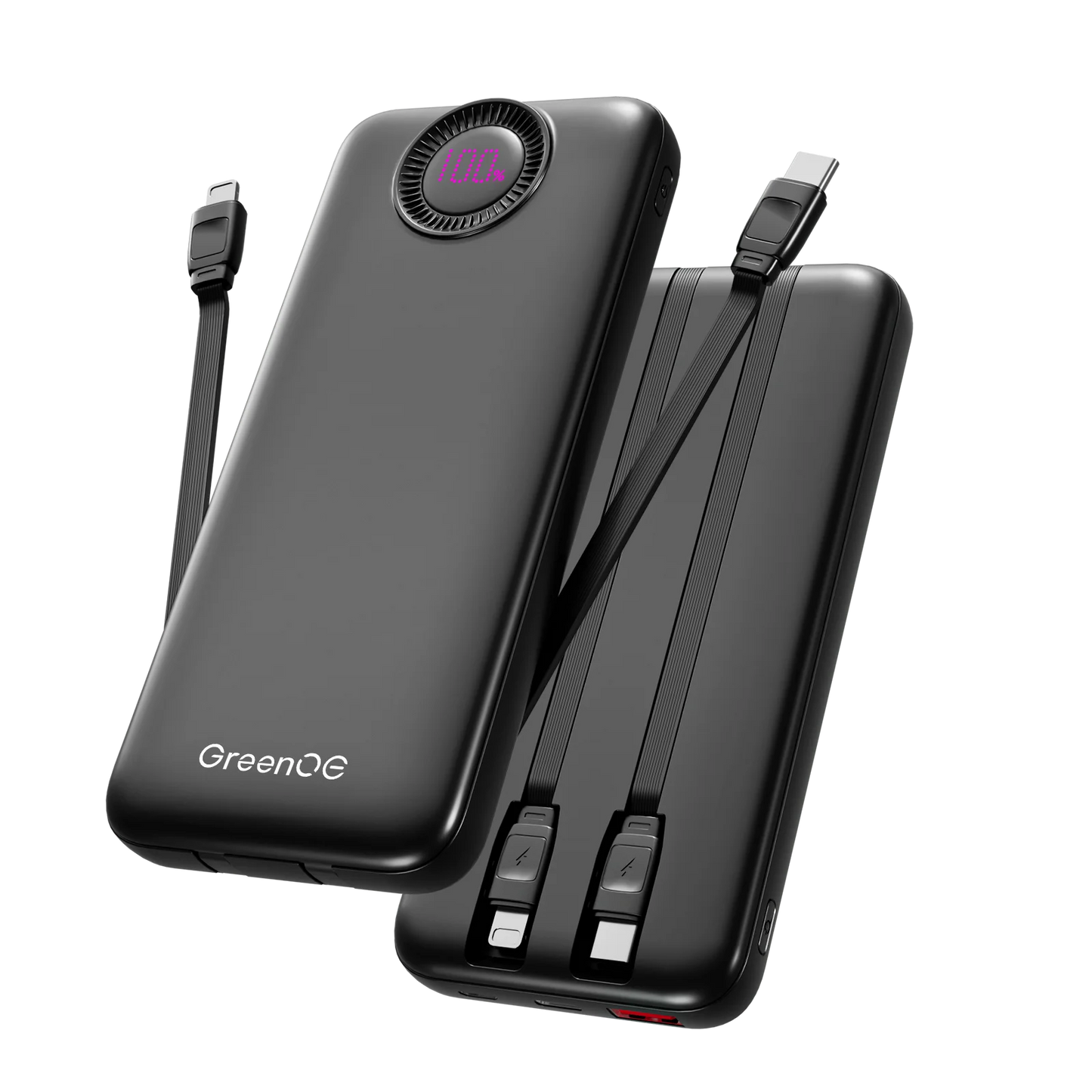10000mAh 22.5W Portable Charger with Built in Cables 4 Outputs 2 Inputs 5V/3A Fast Charging Power Bank for iPhone Android iPad