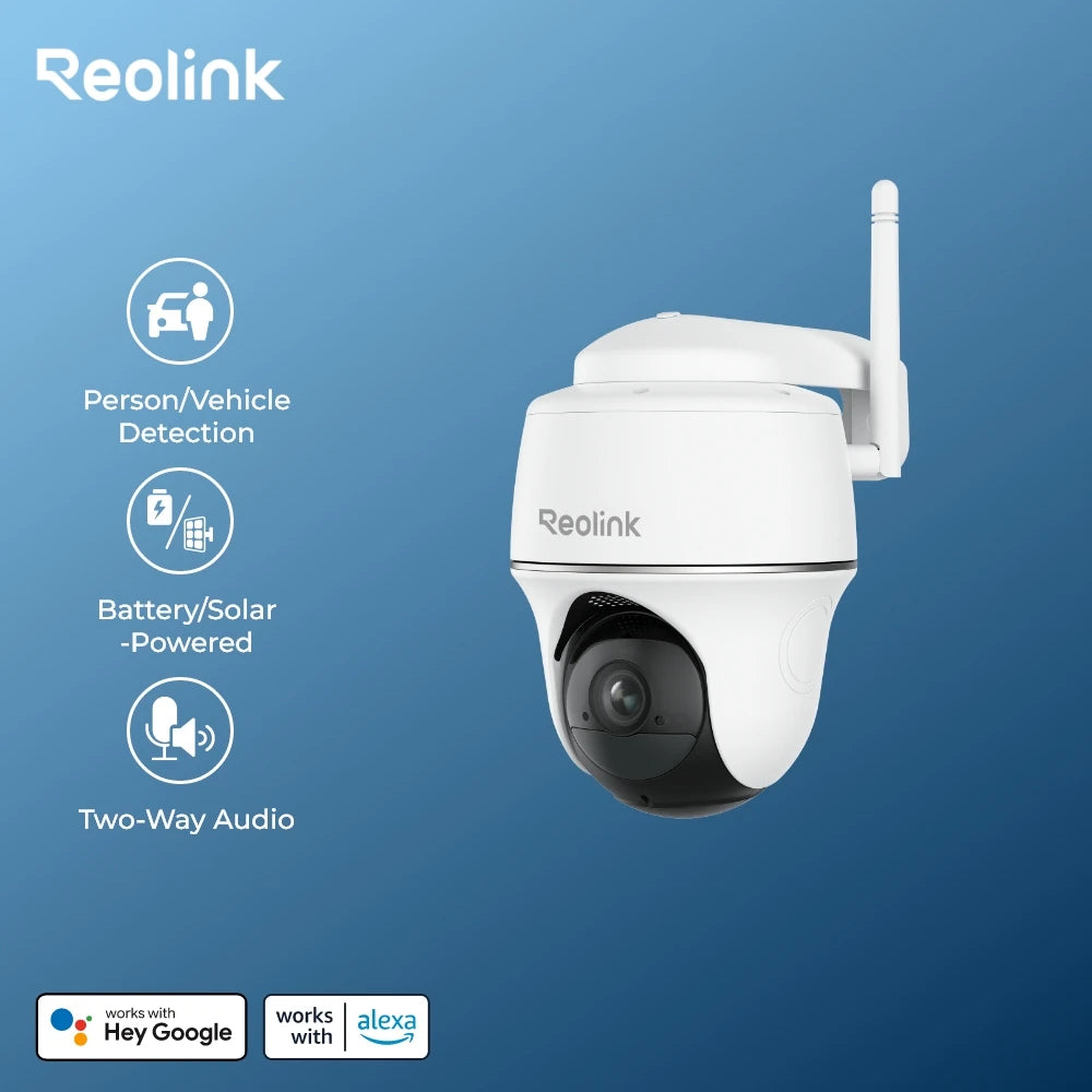 Reolink Argus 3MP PT WiFi Security Camera Outdoor Solar/Battery Powered IP Cam Wireless Pan Tilt Surveillance Cameras