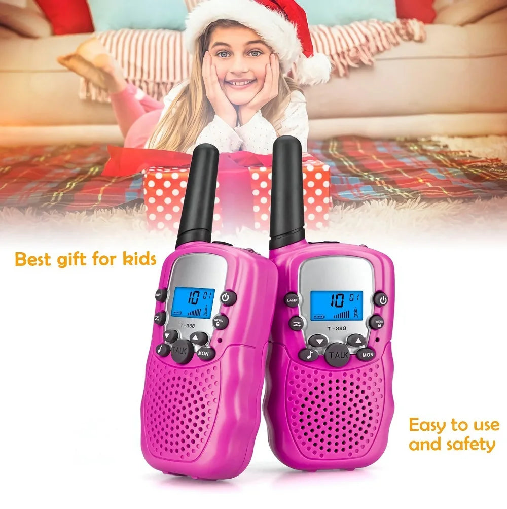 2Pcs Rt-388 Kids Walkie Talkies 0.5W LCD Display Portable Child Electronic Radio Voice Interphone Outdoor Toy Christmas Gift