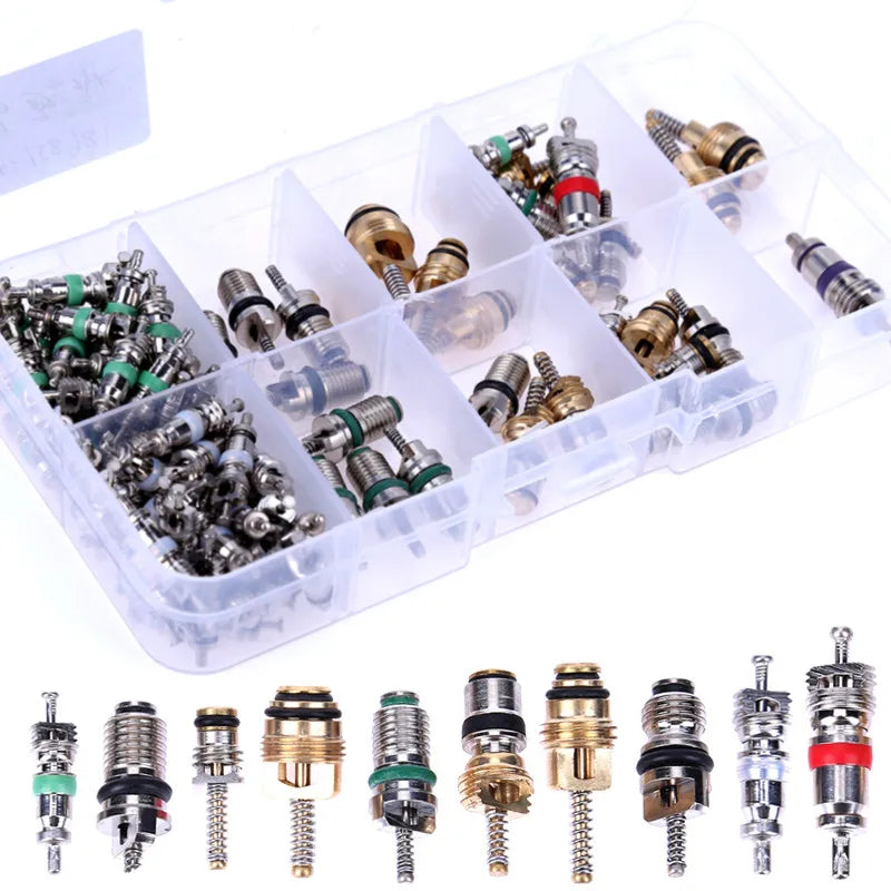 100Pcs/box R134A Car A/C Core Valves Automotive Air Conditioning Assortment Kit