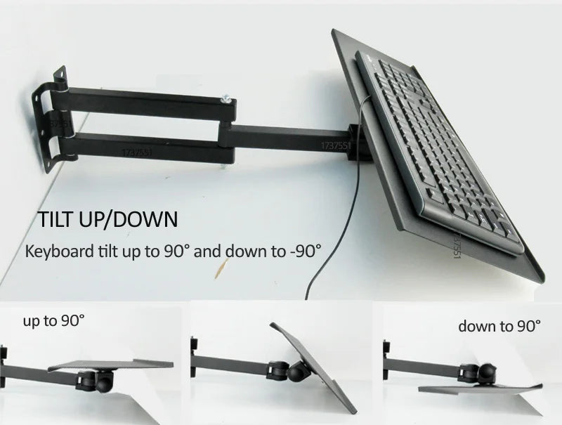 DL-123L-KYM3 Keyboard Tray mounted on wall 600x185mm for standing Working Keyboard Holder long arm