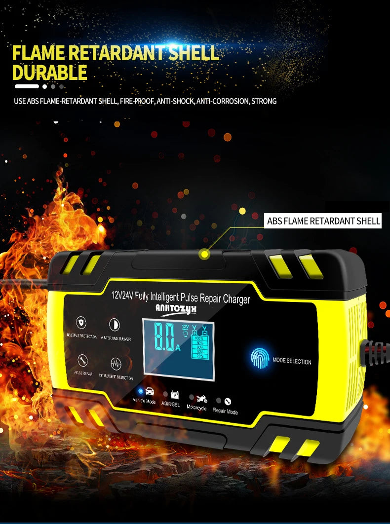 12V-24V 8A Full Automatic Battery-chargers Digital LCD Display Car Battery Chargers Power Puls Repair Chargers Wet Dry Lead Acid