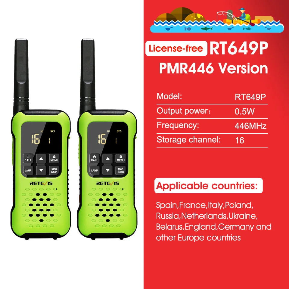 Retevis RT649P Waterproof Walkie Talkies Floating NOAA 1200mAh Rechargeable SOS Flashlight for Emergency Camping Kayaking (2Pcs)