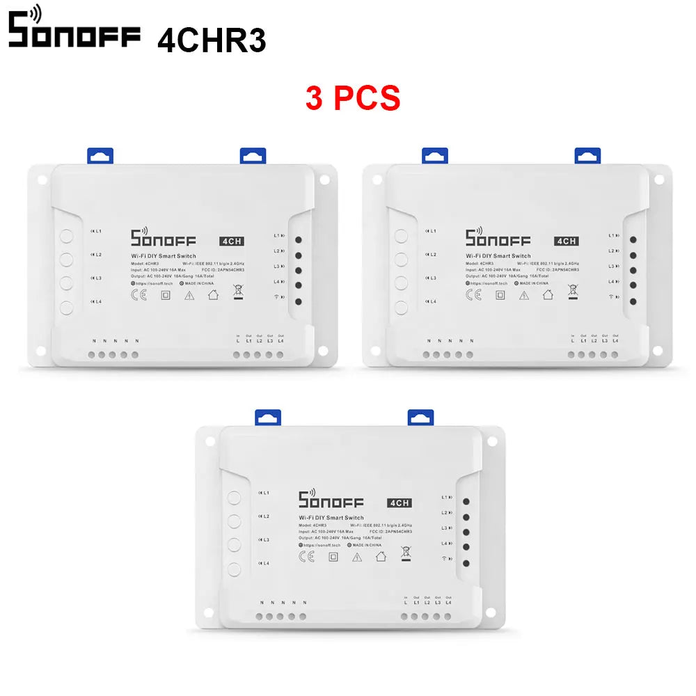 1/5 PCS Itead SONOFF 4CHR3/ PROR3 Wifi Smart Switch Module Wifi Smart Switch 433 Mhz RF Remote Control Switch Wifi 4 Gang Switch