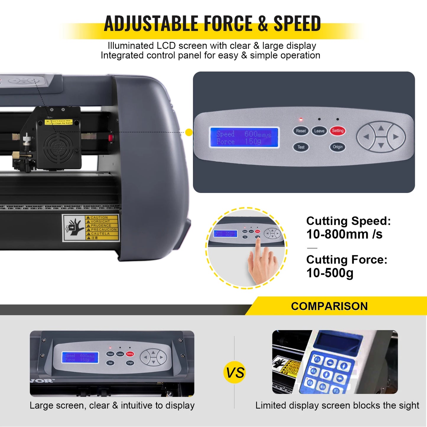 SucceBuy Vinyl Cutter Machine Computer Windows Software 3 Blades Pen Holder 14Inch 375MM Max Paper Feed Printer Cutting Plotter