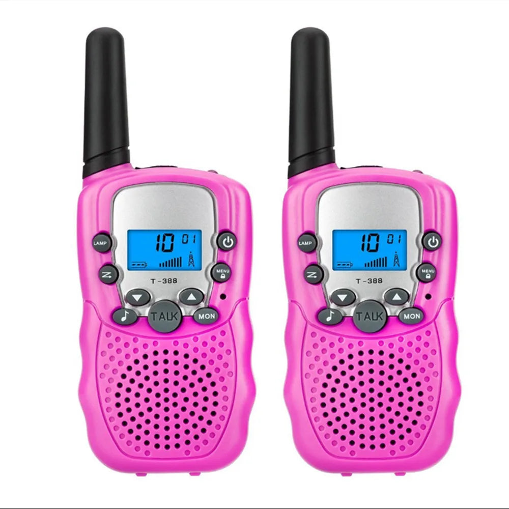 2Pcs Rt-388 Kids Walkie Talkies 0.5W LCD Display Portable Child Electronic Radio Voice Interphone Outdoor Toy Christmas Gift