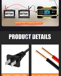 12V-24V 7-stage smart Car Battery-Charger Full Automatic 10A Digital Car Battery Charger  Pulse Repair for AGM GEL WET Lead Acid