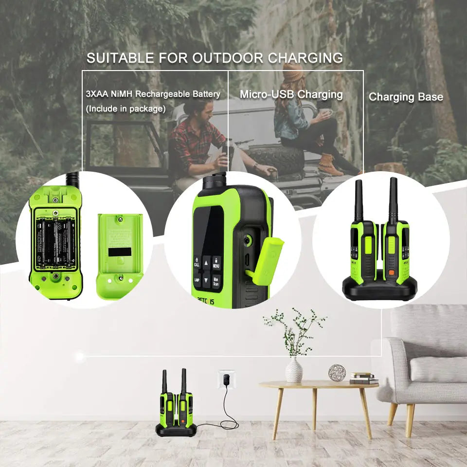 Retevis RT649P Waterproof Walkie Talkies Floating NOAA 1200mAh Rechargeable SOS Flashlight for Emergency Camping Kayaking (2Pcs)