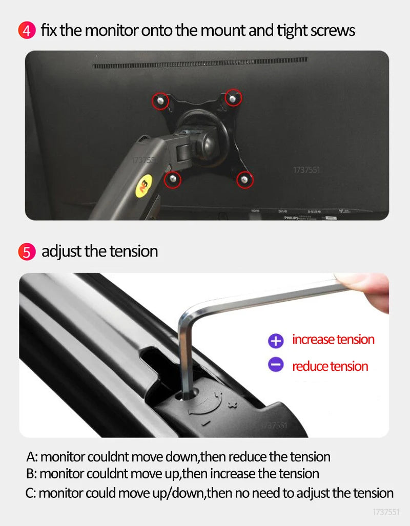 Northbayou F160-FP 10"-17" laptop mount 360 rotate 10"-27" air press full motion gas spring  10"-27" two monitor  clamp desk