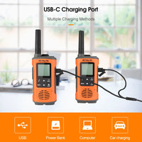 Retevis RT45P IP67 Waterproof Walkie Talkie 2pcs Rechargeable 2-way Radio Receiver PMR446 License Free Type-C for Camping hiking