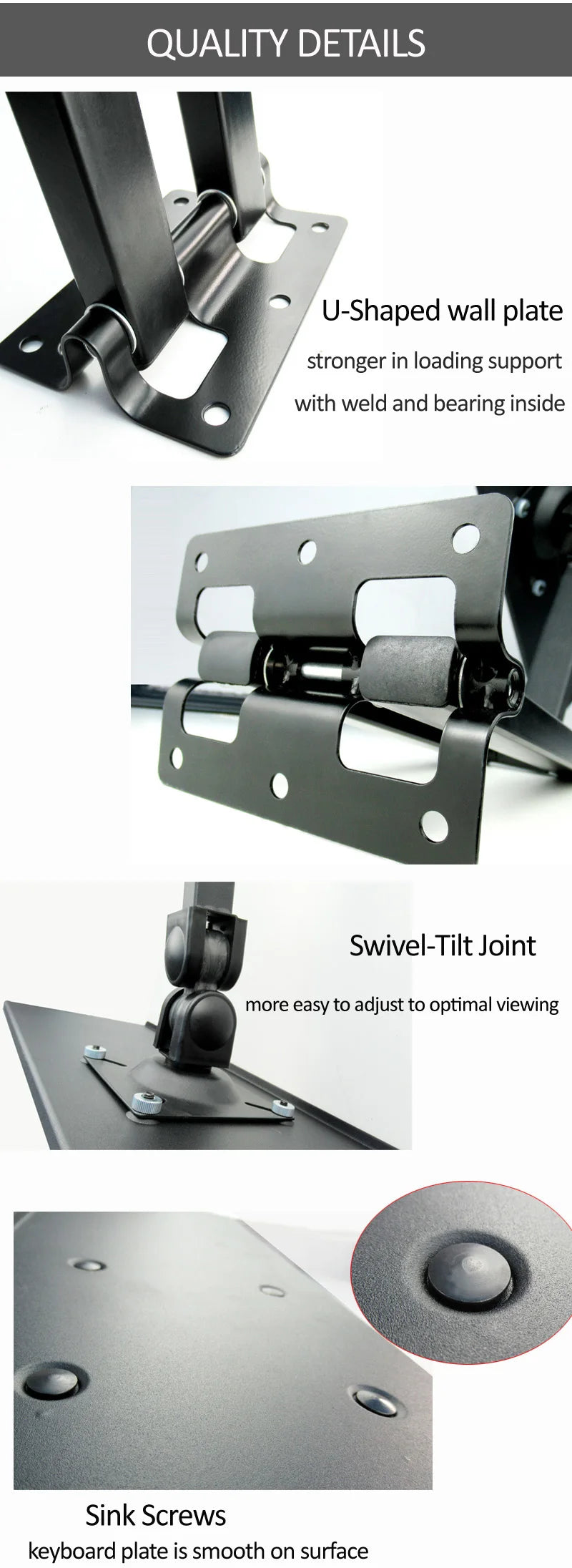 DL-123L-KYM3 Keyboard Tray mounted on wall 600x185mm for standing Working Keyboard Holder long arm
