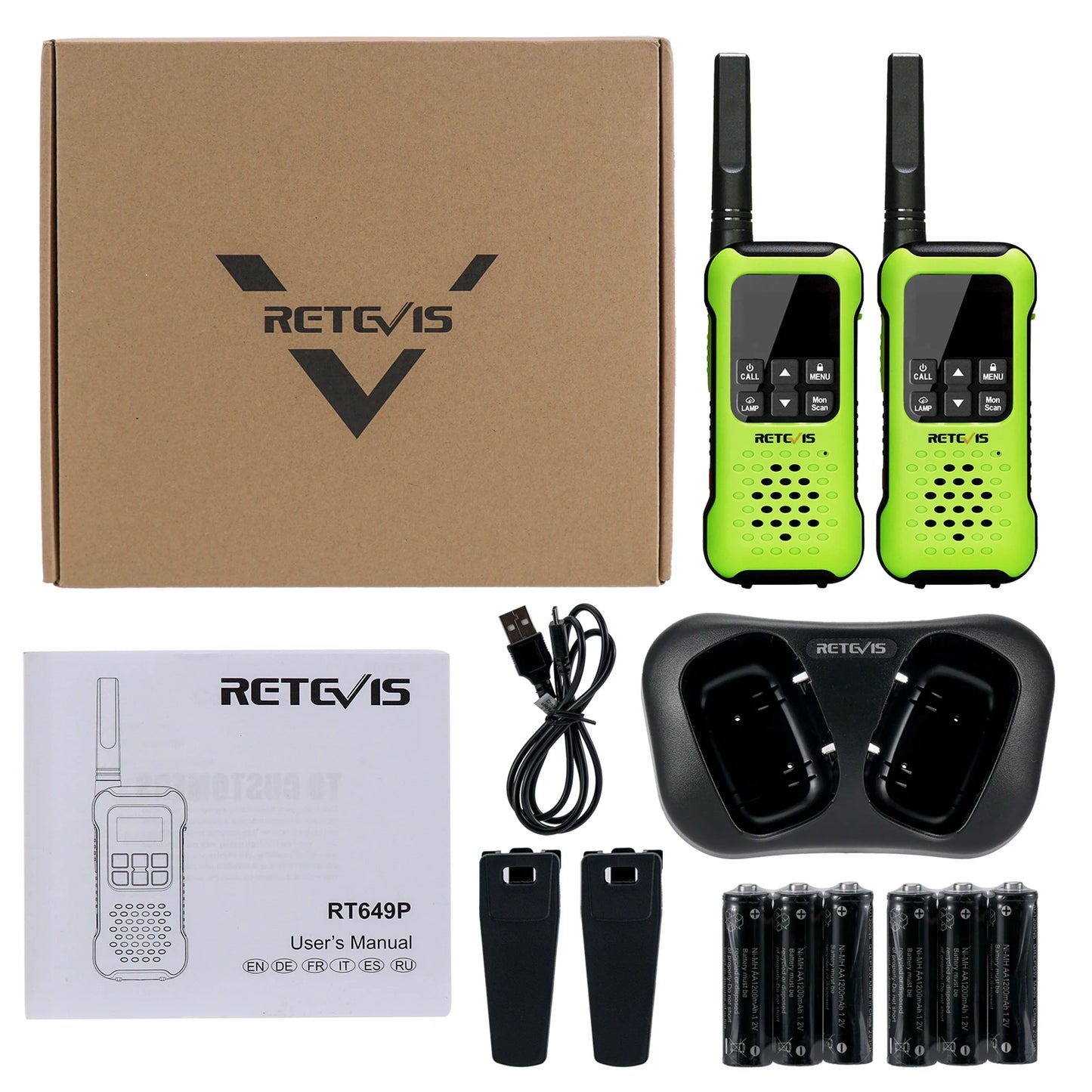 Retevis RT649P Waterproof Walkie Talkies Floating NOAA 1200mAh Rechargeable SOS Flashlight for Emergency Camping Kayaking (2Pcs)