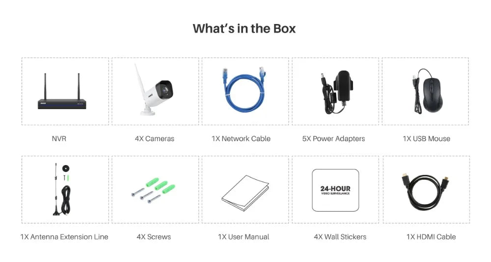 ANNKE 3MP WiFi Video Surveillance System 5MP NVR 4X 3MP Ip Camera Audio Recording Security Cameras AI Detection CCTV Cameras Kit