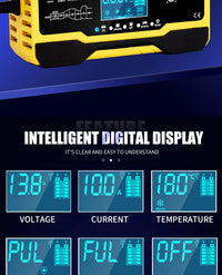 12V-24V 7-stage smart Car Battery-Charger Full Automatic 10A Digital Car Battery Charger  Pulse Repair for AGM GEL WET Lead Acid