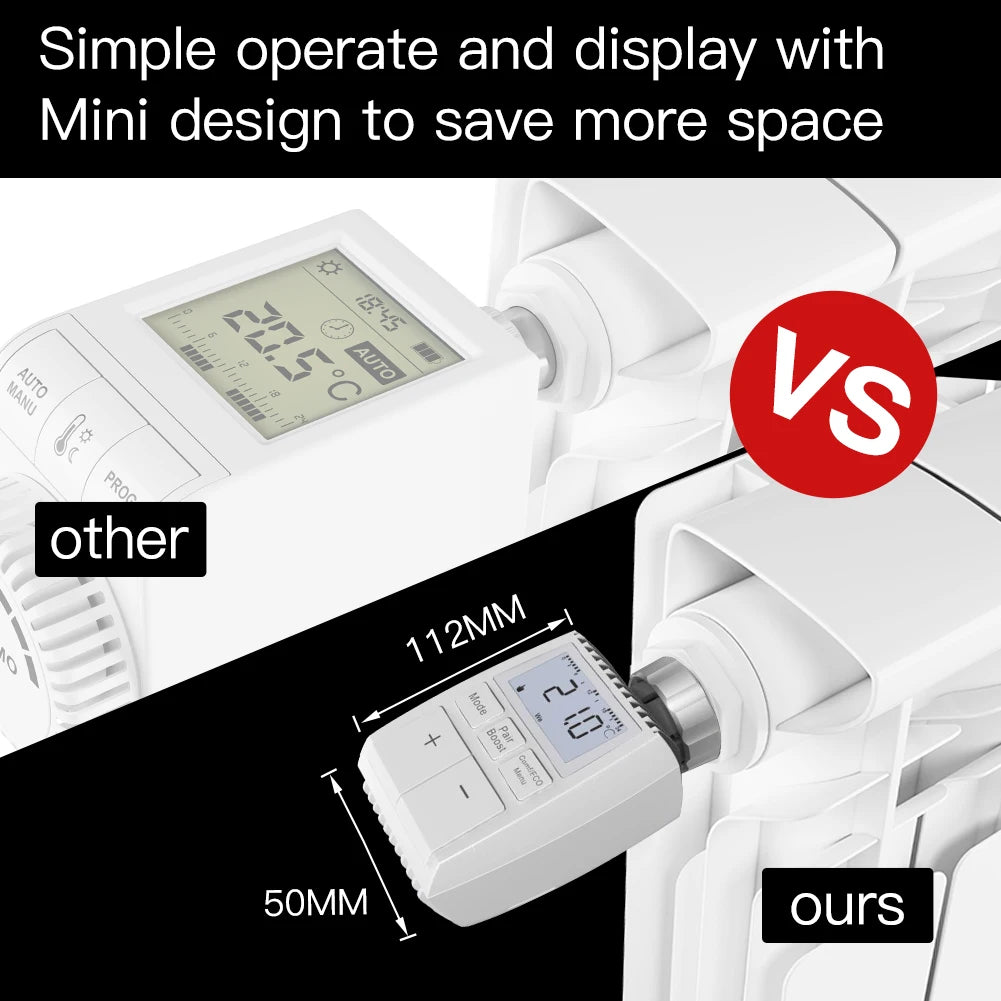 MOES Tuya ZigBee3.0 Radiator Actuator Valve Smart Thermostat Temperature Controller Internal Sensor TRV Voice Control with Alexa