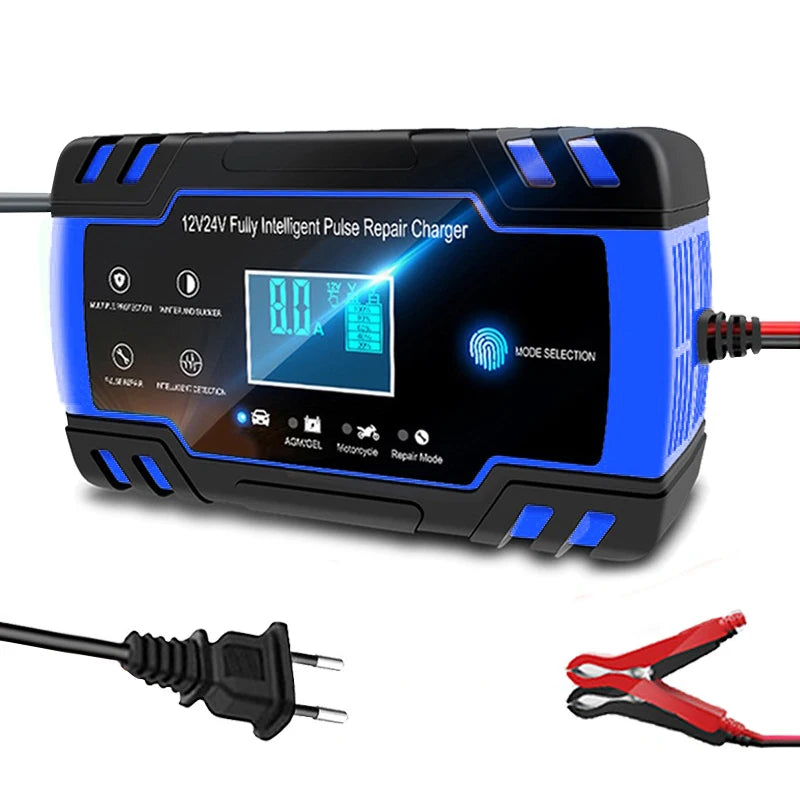 12V-24V 8A Full Automatic Battery-chargers Digital LCD Display Car Battery Chargers Power Puls Repair Chargers Wet Dry Lead Acid