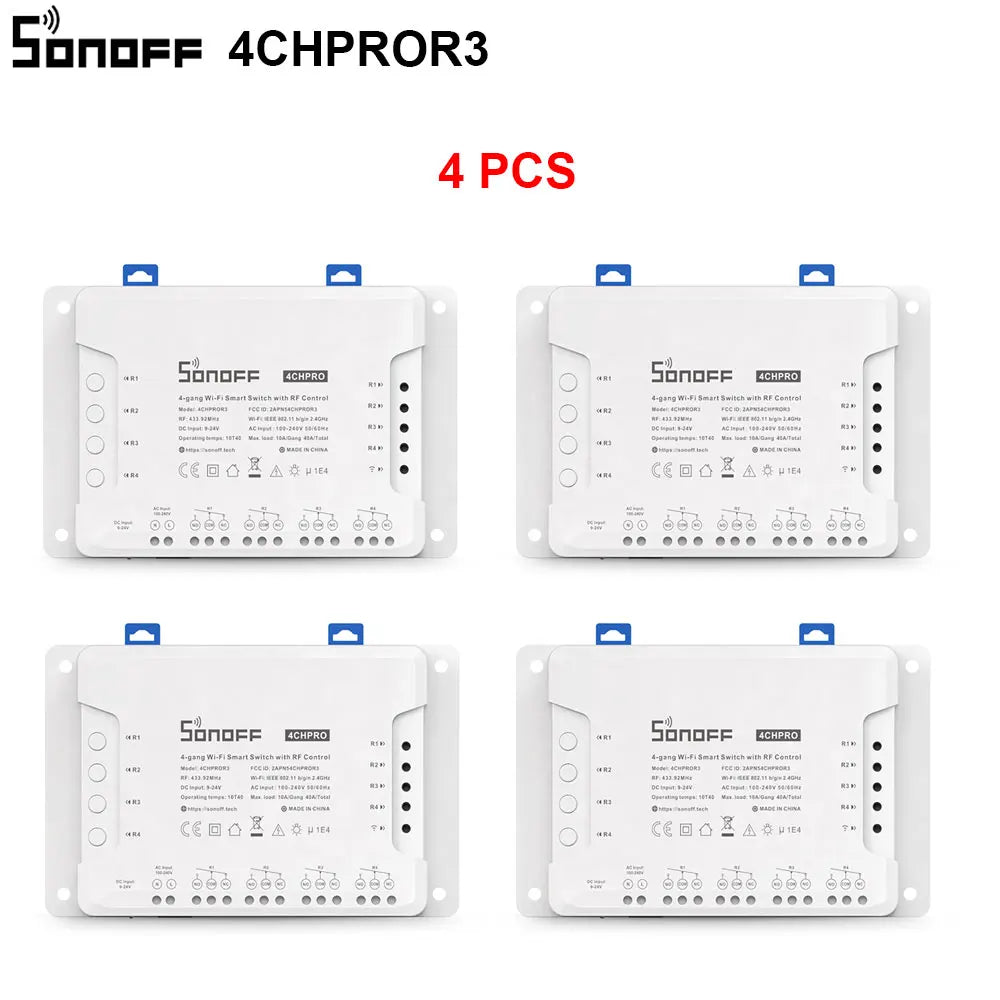 1/5 PCS Itead SONOFF 4CHR3/ PROR3 Wifi Smart Switch Module Wifi Smart Switch 433 Mhz RF Remote Control Switch Wifi 4 Gang Switch