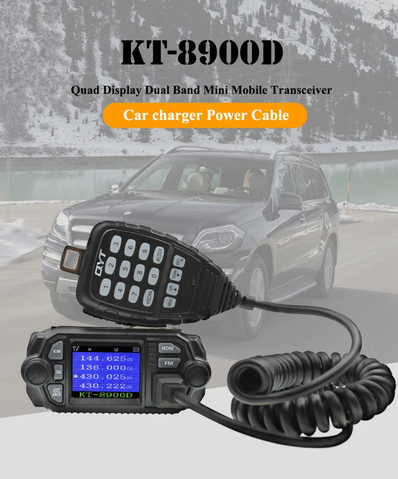 QYT KT-8900D 25W Dual band Quad Display 136-174&400-480MHz Large LCD Display Mobile Radio KT8900D