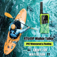 Retevis RT649P Waterproof Walkie Talkies Floating NOAA 1200mAh Rechargeable SOS Flashlight for Emergency Camping Kayaking (2Pcs)