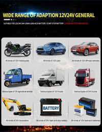 12V-24V 8A Full Automatic Battery-chargers Digital LCD Display Car Battery Chargers Power Puls Repair Chargers Wet Dry Lead Acid