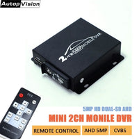 Newest 2CH MINI mobile dvr Real-time HD 1080P 2 Channel SD DVR support 128GB/CVBS/AHD 5.0MP mini vehicle DVR with remote control