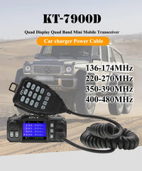 Latest Version Mini Mobile Radio QYT KT-7900D 25W Quad Band 144/220/350/440MHz KT7900D UV transceiver or with Power Supply