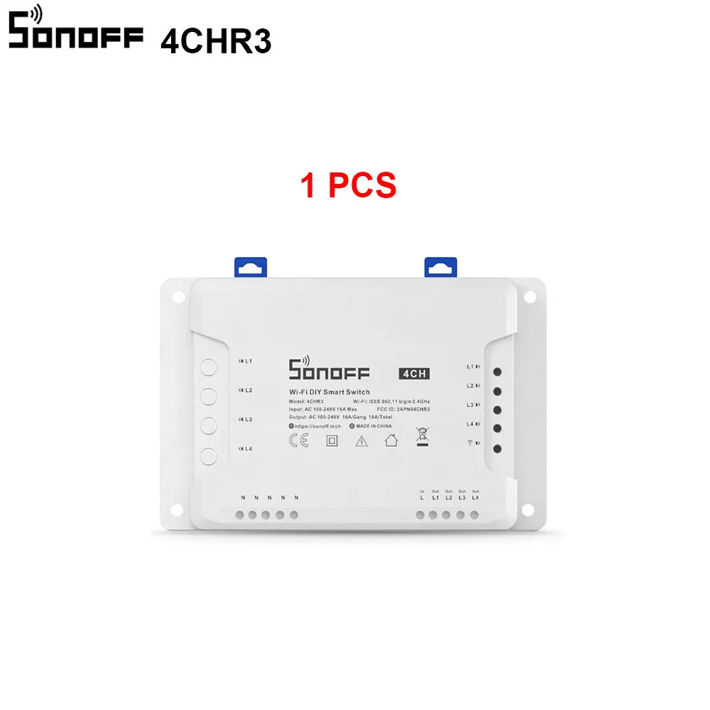 1/5 PCS Itead SONOFF 4CHR3/ PROR3 Wifi Smart Switch Module Wifi Smart Switch 433 Mhz RF Remote Control Switch Wifi 4 Gang Switch