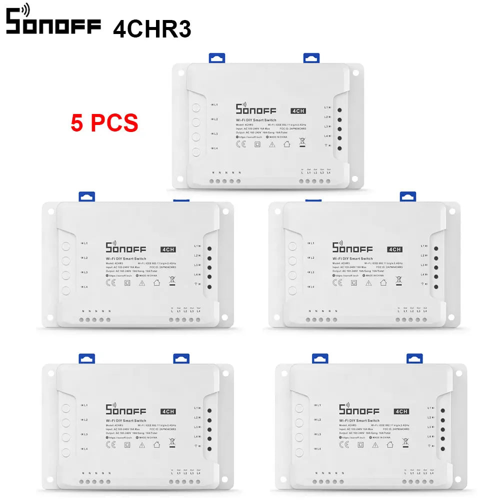 1/5 PCS Itead SONOFF 4CHR3/ PROR3 Wifi Smart Switch Module Wifi Smart Switch 433 Mhz RF Remote Control Switch Wifi 4 Gang Switch