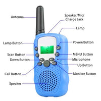 2Pcs Rt-388 Kids Walkie Talkies 0.5W LCD Display Portable Child Electronic Radio Voice Interphone Outdoor Toy Christmas Gift