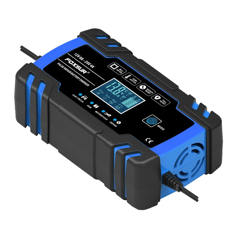 12V-24V 8A Full Automatic Battery-chargers Digital LCD Display Car Battery Chargers Power Puls Repair Chargers Wet Dry Lead Acid
