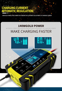 12V-24V 8A Full Automatic Battery-chargers Digital LCD Display Car Battery Chargers Power Puls Repair Chargers Wet Dry Lead Acid